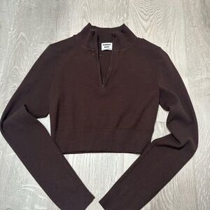 Sunday Best Chocolate Quarter-Zip Sweater